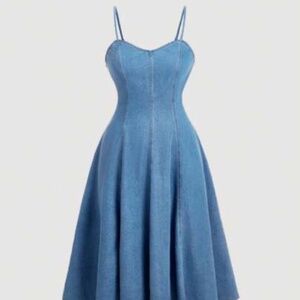 Elegant Blue Denim Dress